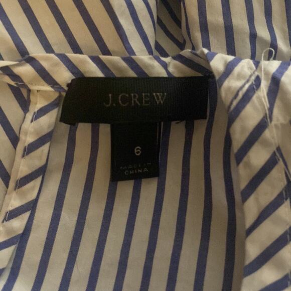 J.Crew Tiered Top in Mixed Stripes Brunswick Blue Ruffle Sleeves Size 6 G7012 - Picture 5 of 6